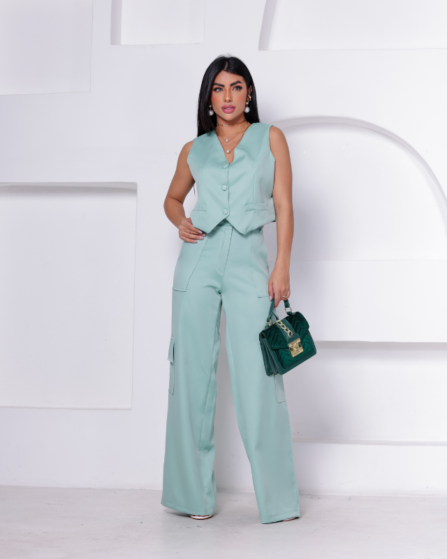 Conjunto Calça e Colete Zoe - Verde Claro
