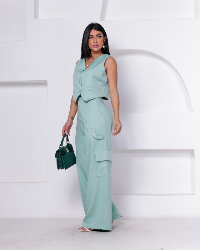 Conjunto Calça e Colete Zoe - Verde Claro
